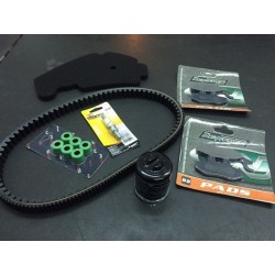 KIT TAGLIANDO BEVERLY 250 CARB.(CINGHIA+RULLI+CANDELA+PAST.ANT+POST.+F.OLIO+ARIA