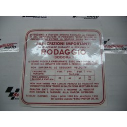 TARGHETTA "NORME DI RODAGGIO" 4 MARCE ORIGINALE