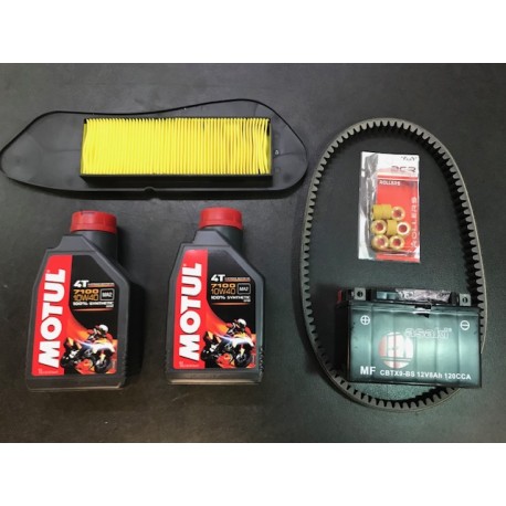 KIT TAGLIANDO YAMAHA X-MAX 250 (OLIO 2LT-FILTRO ARIA-BATTERIA-RULLI-CINGHIA)
