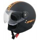 CASCO JET CON VISIERA NERO OPACO CON PARTICOLARE FLUO ARANCIO TAGLIA L