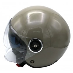 CASCO DEMI JET DOPPIA VISIERA GRIGIO LUCIDO