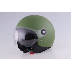 CASCO DEMI JET CON VISIERA VERDE MILITARE OPACO TAGLIA  S