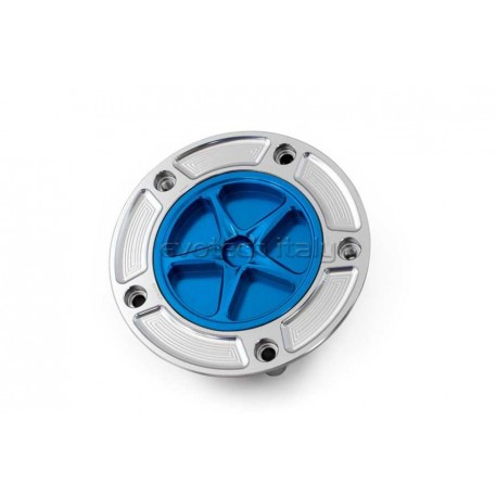 TAPPO BENZINA EVOTECH APRILIA TRIUMPH BENELLI MV AGUSTA KTM 6 VITI BLU/ARGENTO