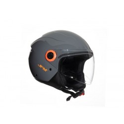 CASCO DEMIJET VISIERA LUNGA GRIGIO LUCIDO COVER VITI E LOGO ARANCIONE TAGLIA XXL