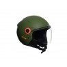 CASCO DEMIJET VISIERA LUNGA VERDE MILITARE OPACO COVER VITI E LOGO ARANCIONE TAGLIA S