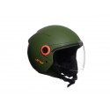 CASCO DEMIJET VISIERA LUNGA VERDE MILITARE OPACO COVER VITI E LOGO ARANCIONE TAGLIA XL