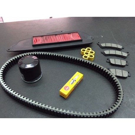 KIT TAGLIANDO SH 300 07-12 (CINGHIA+RULLI+CANDELA+F.OLIO+F.ARIA+PAST.ANT E POST)